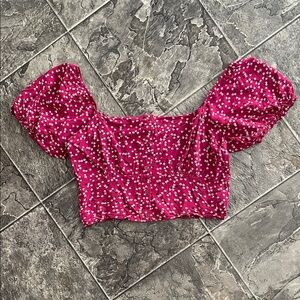 GARAGE Babydoll Floral Puff Sleeve Crop Top Y2K Coquette Fairy Whimsi Indie